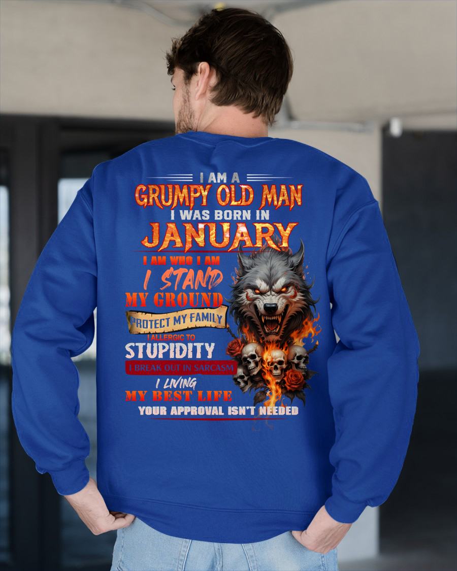 JANUARY - GRUMPY OLD MAN - BIRTHDAY T-SHIRT FOR MEN - NTTD01 (SKU26T-01132-01)