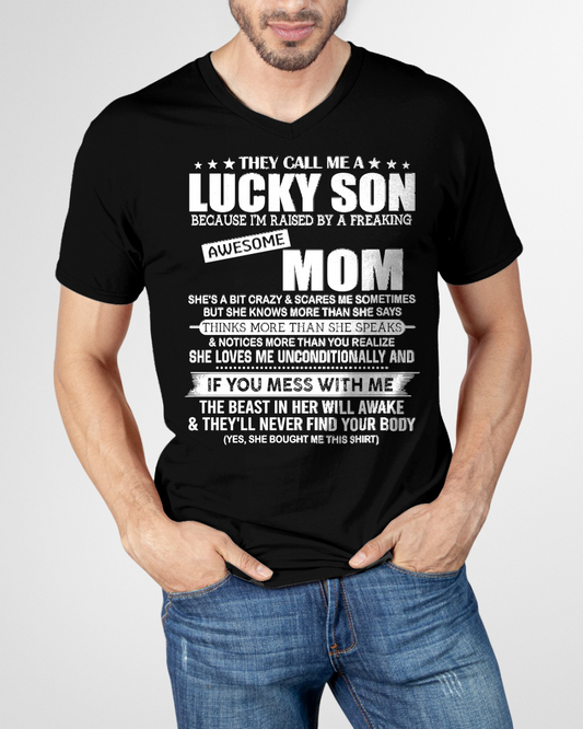 Lucky Son Raised By A Freaking Awesome Mom - Perfect gift for your son (SKU2603-179-00)