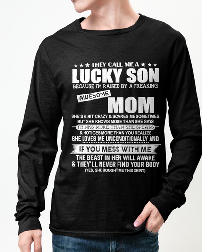 Lucky Son Raised By A Freaking Awesome Mom - Perfect gift for your son (SKU2603-179-00)
