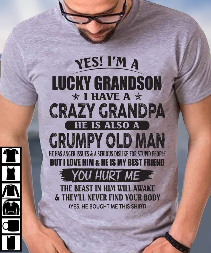 LUCKY GRANDSON OF CRAZY GRANDPA -  PERFECT GIFT FROM GRANDPA - tw00 (SKU12-145-00)