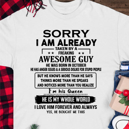 October - Awesome Guy - Perfect gift for your girlfriend or wife (SKUT08-11-10)