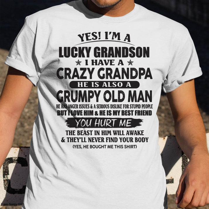 LUCKY GRANDSON OF CRAZY GRANDPA -  PERFECT GIFT FROM GRANDPA - tw00 (SKU12-145-00)