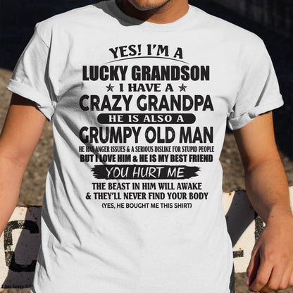 LUCKY GRANDSON OF CRAZY GRANDPA -  PERFECT GIFT FROM GRANDPA - tw00 (SKU12-145-00)