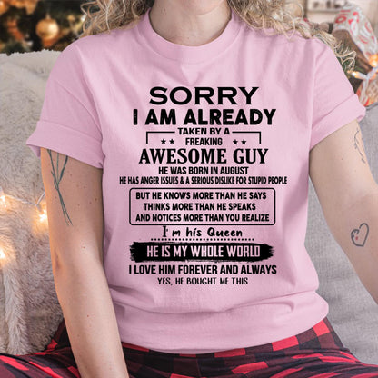August - Awesome Guy - Perfect gift for your girlfriend or wife (SKUT08-11-08)