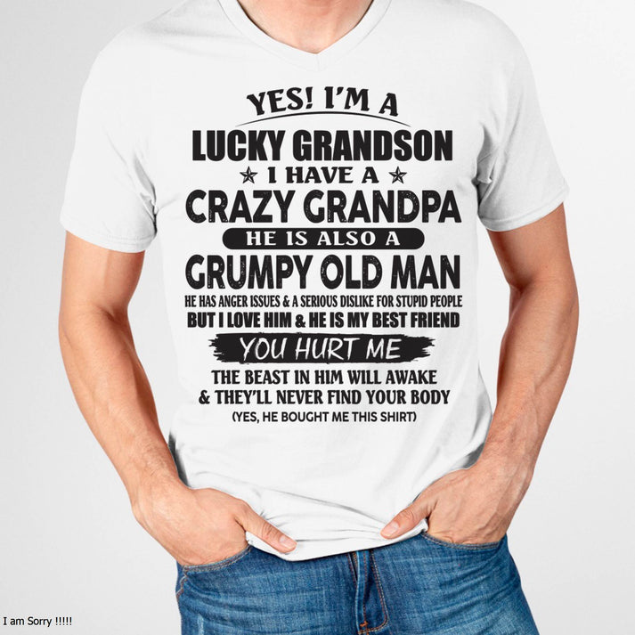 LUCKY GRANDSON OF CRAZY GRANDPA -  PERFECT GIFT FROM GRANDPA - tw00 (SKU12-145-00)