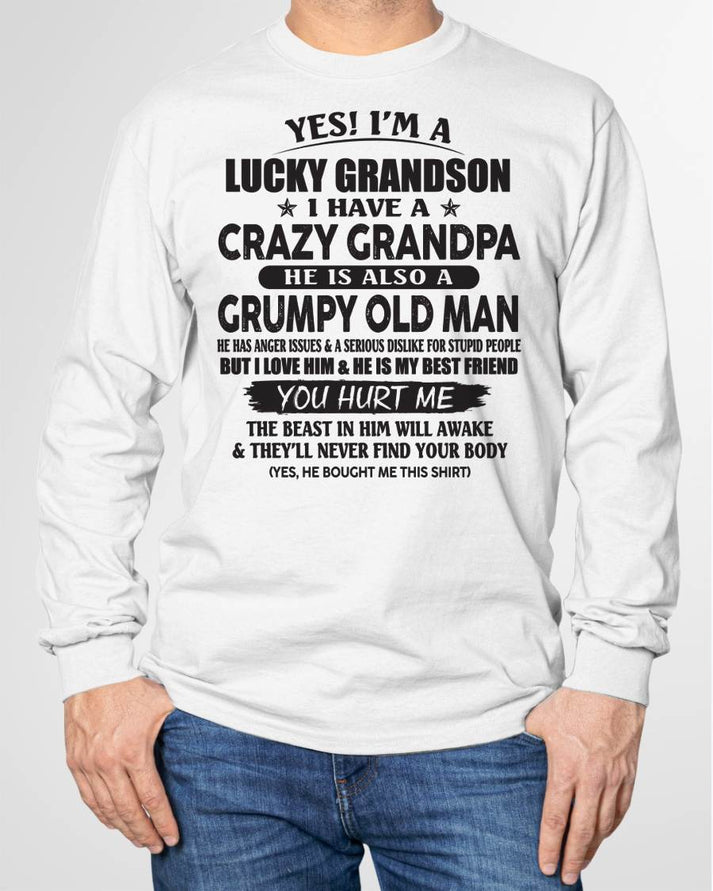 LUCKY GRANDSON OF CRAZY GRANDPA -  PERFECT GIFT FROM GRANDPA - tw00 (SKU12-145-00)