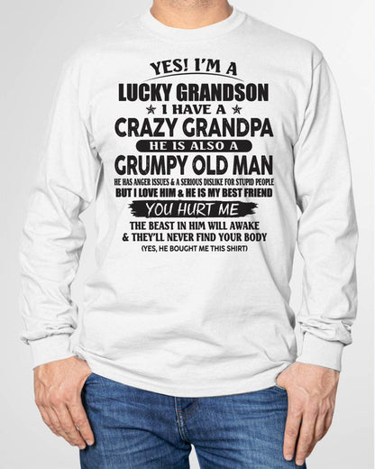 LUCKY GRANDSON OF CRAZY GRANDPA -  PERFECT GIFT FROM GRANDPA - tw00 (SKU12-145-00)