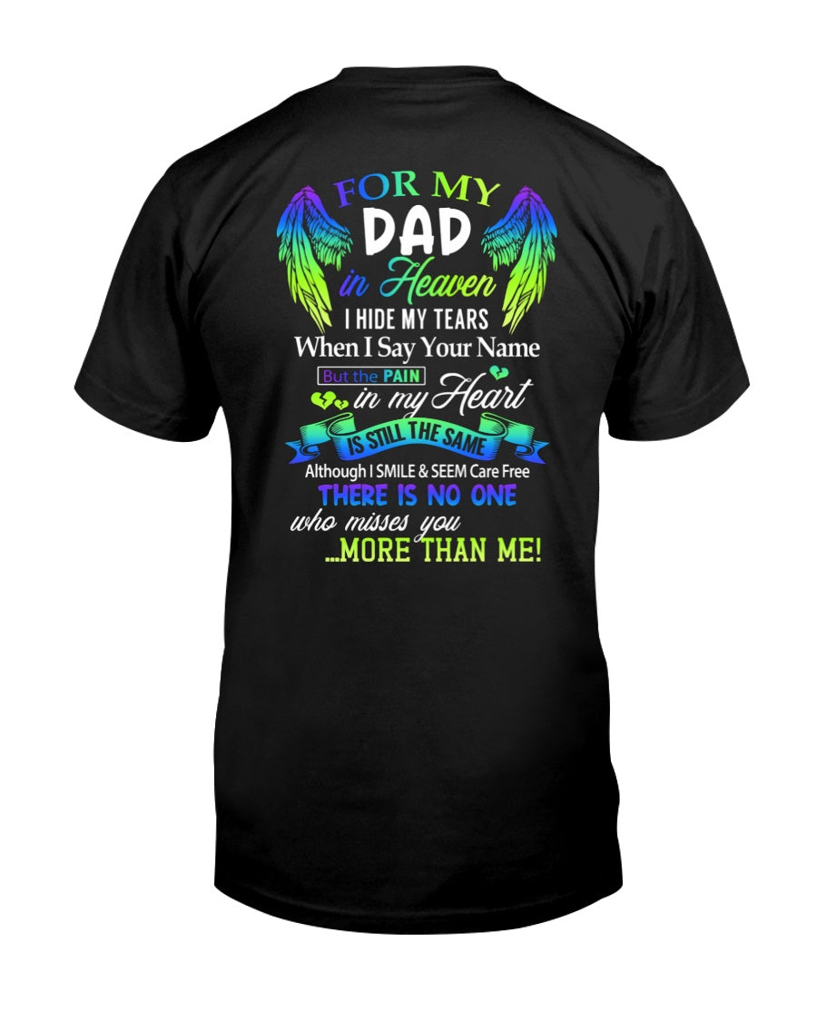 Personalized Memorial T-Shirt for Dad in Heaven - In Loving Memory Shirt, Miss You Dad Gift (SKUDAD) TW07-00