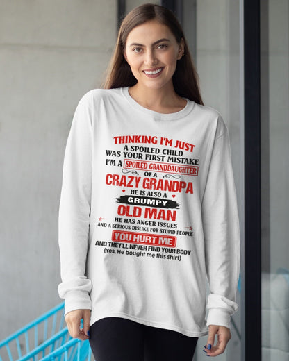 Spoiled Granddaughter of a Crazy Grandpa Shirt – Birthday Gift from Grandpa / Man - tw00 (SKU12-200-00)