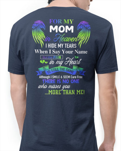 Personalized Memorial T-Shirt for Mom in Heaven - In Loving Memory Shirt, Miss You Mom Gift (SKUMOM) TW07-00