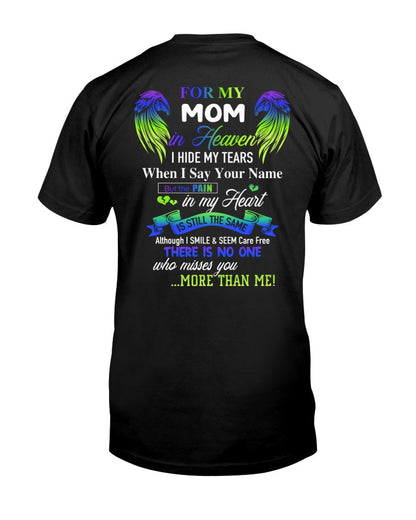 Personalized Memorial T-Shirt for Mom in Heaven - In Loving Memory Shirt, Miss You Mom Gift (SKUMOM) TW07-00