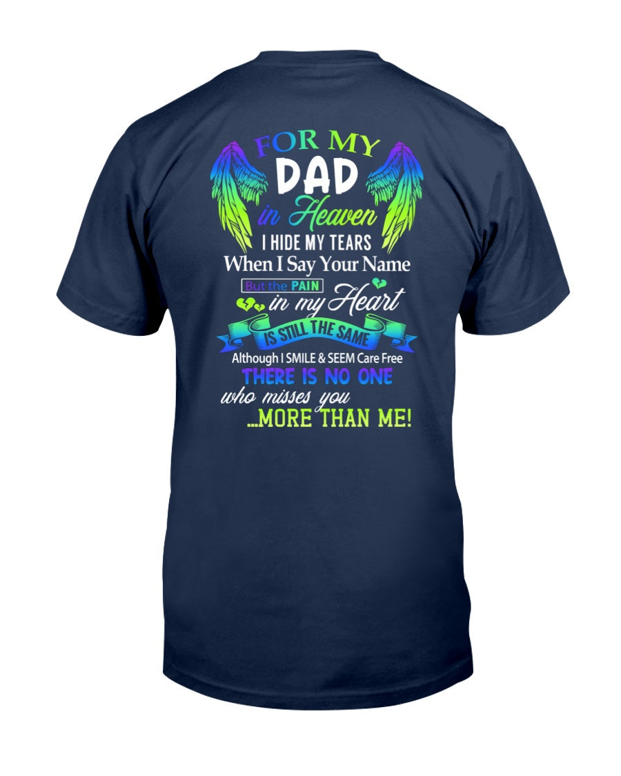 Personalized Memorial T-Shirt for Dad in Heaven - In Loving Memory Shirt, Miss You Dad Gift (SKUDAD) TW07-00