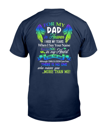 Personalized Memorial T-Shirt for Dad in Heaven - In Loving Memory Shirt, Miss You Dad Gift (SKUDAD) TW07-00