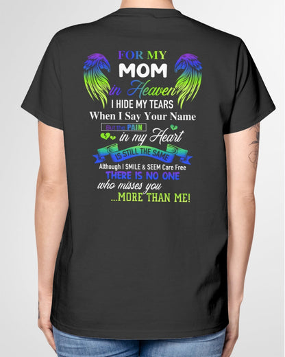 Personalized Memorial T-Shirt for Mom in Heaven - In Loving Memory Shirt, Miss You Mom Gift (SKUMOM) TW07-00