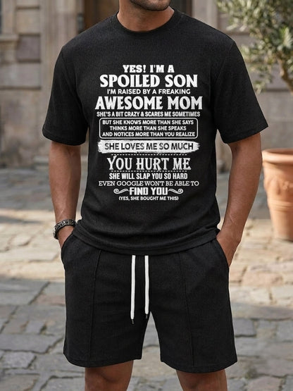 tw00 - YES! I'M A SPOILED SON I'M RAISED BY A FREAKING AWESOME MOM - Birthday Gift From Mom / Woman A09-739