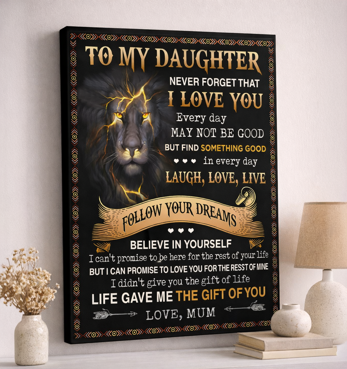 CANVAS FOR DAUGHTER - BEST GIFT FROM MOM - TW07-00 (SKU2604-190)