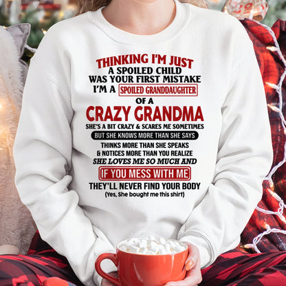 I'M A SPOILED GRANDDAUGHTER OF A CRAZY GRANDMA - From Grandma - tw0700 (SKU-GMD1-NTT00)