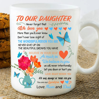 TO DAUGHTER MUG - GIFT FROM MOM & DAD - TWINEHEARTS