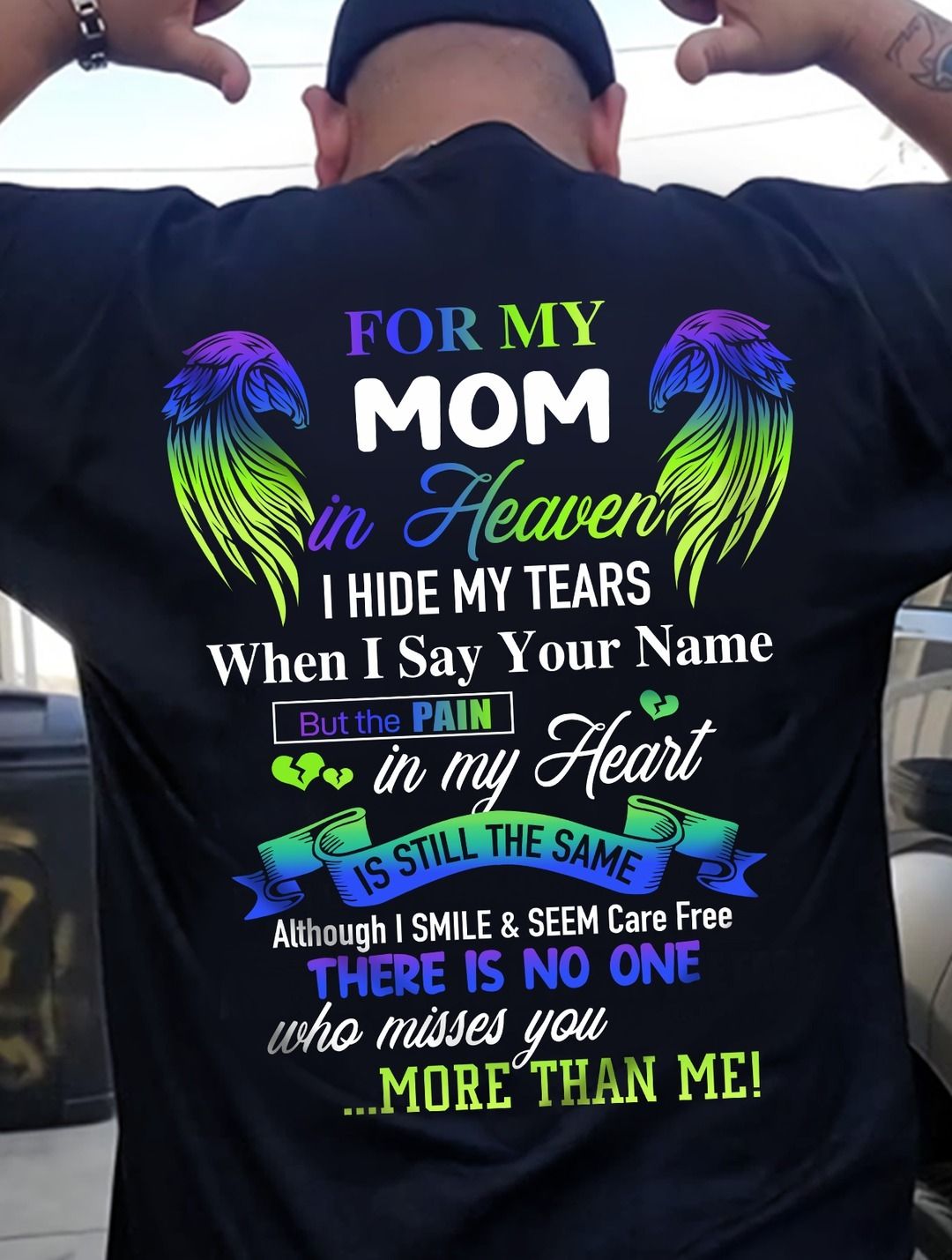 Personalized Memorial T-Shirt for Mom in Heaven - In Loving Memory Shirt, Miss You Mom Gift (SKUMOM) TW07-00