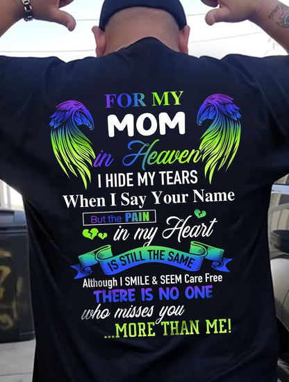 Personalized Memorial T-Shirt for Mom in Heaven - In Loving Memory Shirt, Miss You Mom Gift (SKUMOM) TW07-00