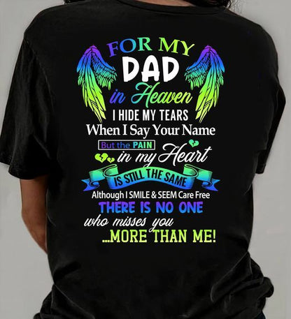 Personalized Memorial T-Shirt for Dad in Heaven - In Loving Memory Shirt, Miss You Dad Gift (SKUDAD) TW07-00