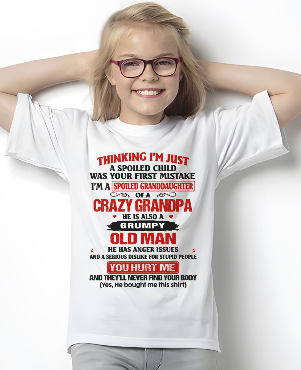 Spoiled Granddaughter of a Crazy Grandpa Shirt – Birthday Gift from Grandpa / Man - tw00 (SKU12-200-00)