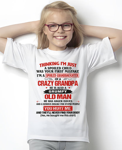 Spoiled Granddaughter of a Crazy Grandpa Shirt – Birthday Gift from Grandpa / Man - tw00 (SKU12-200-00)