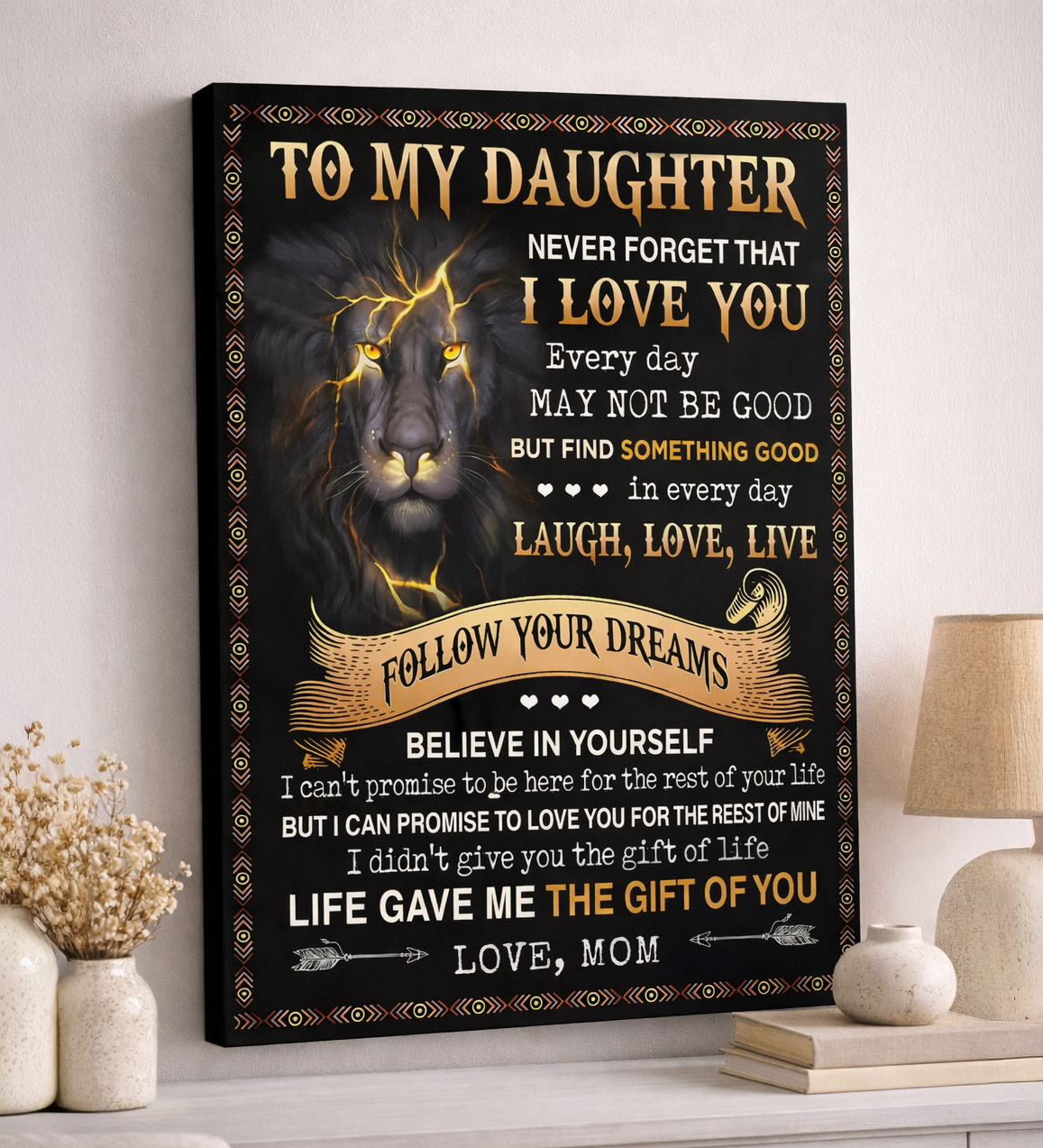 CANVAS FOR DAUGHTER - BEST GIFT FROM MOM - TW07-00 (SKU2604-150)