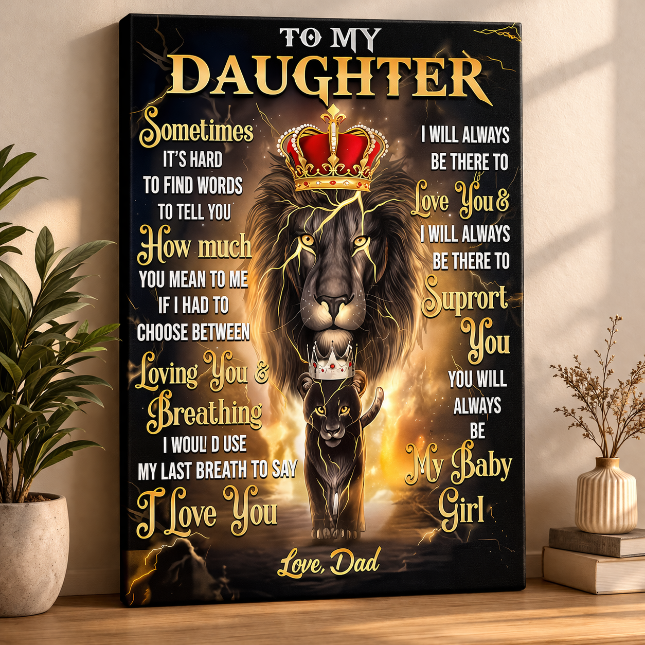 CANVAS FOR DAUGHTER - BEST GIFT FROM DAD - TW07-00 (SKU2604-141)