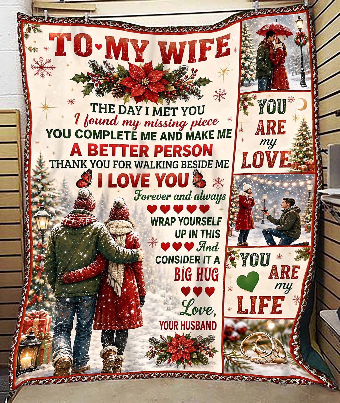 Merry Christmas Blanket Gift for Your Wife From Husband - Noel (SKU2607-245)