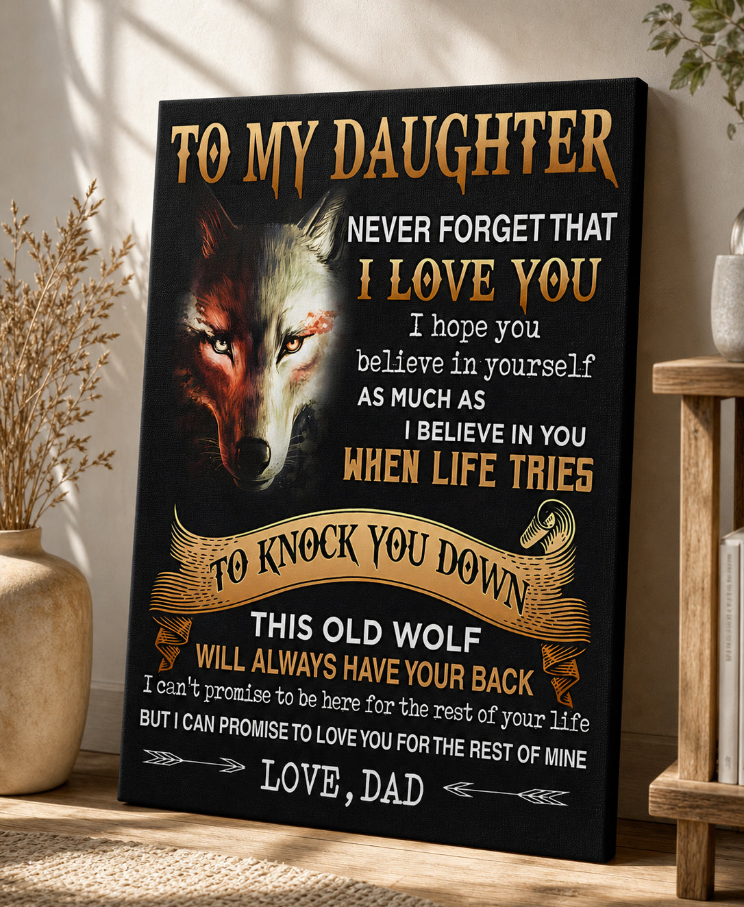 CANVAS FOR DAUGHTER - BEST GIFT FROM DAD - TW07-00 (SKU2605-29)