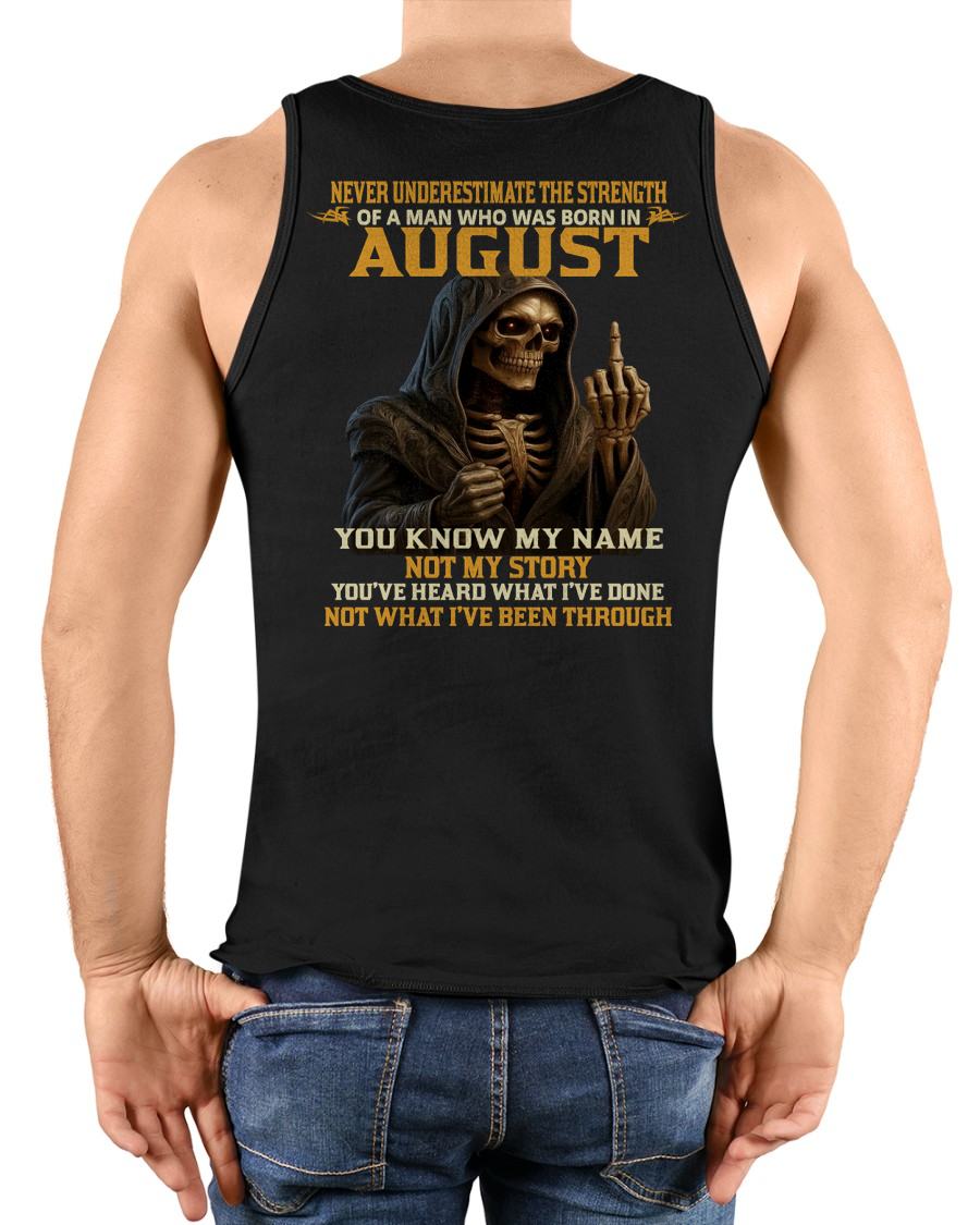 AUGUST - NEVER UNDERESTIMATE - BIRTHDAY T-SHIRT FOR MEN - NTTD08 (SKU26T-01-06-08)