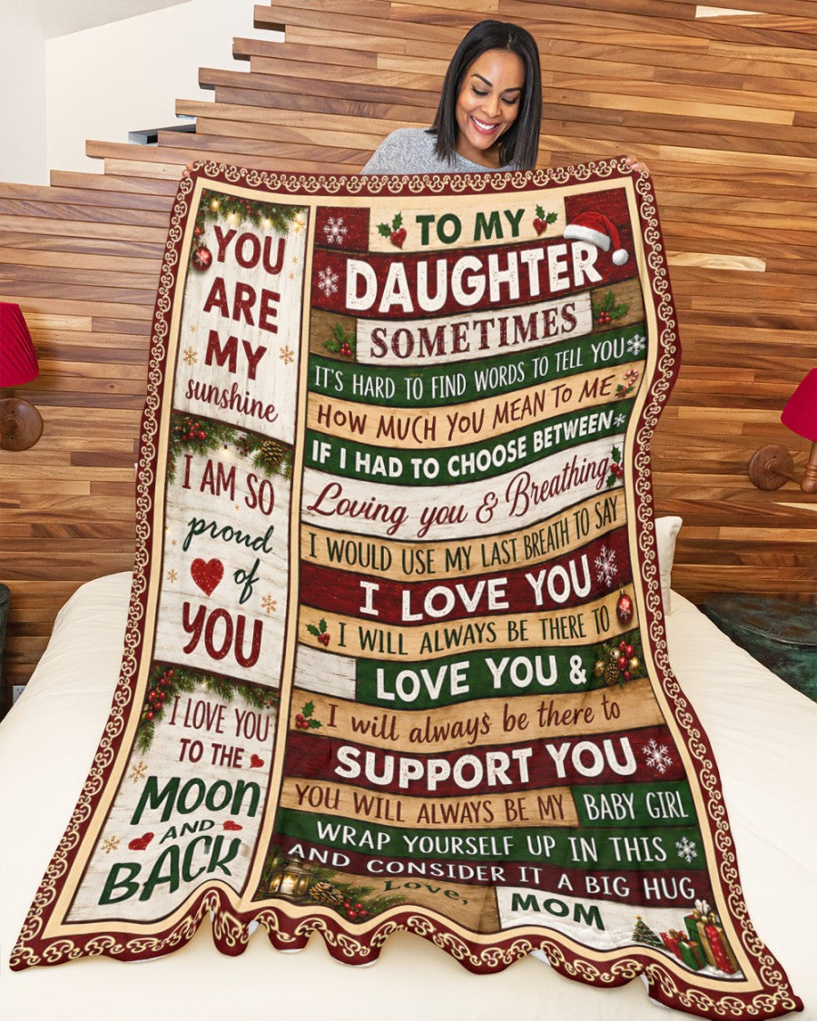 Merry Christmas Blanket Gift for Your Daughter From Mom- Noel (SKU2607-246)