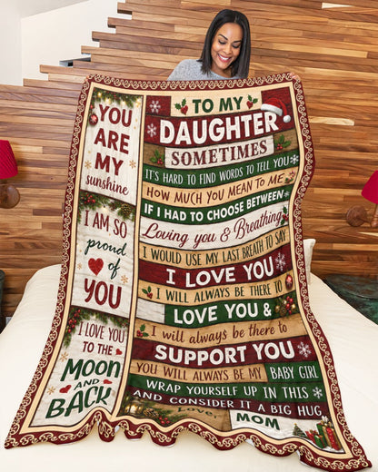 Merry Christmas Blanket Gift for Your Daughter From Mom- Noel (SKU2607-246)