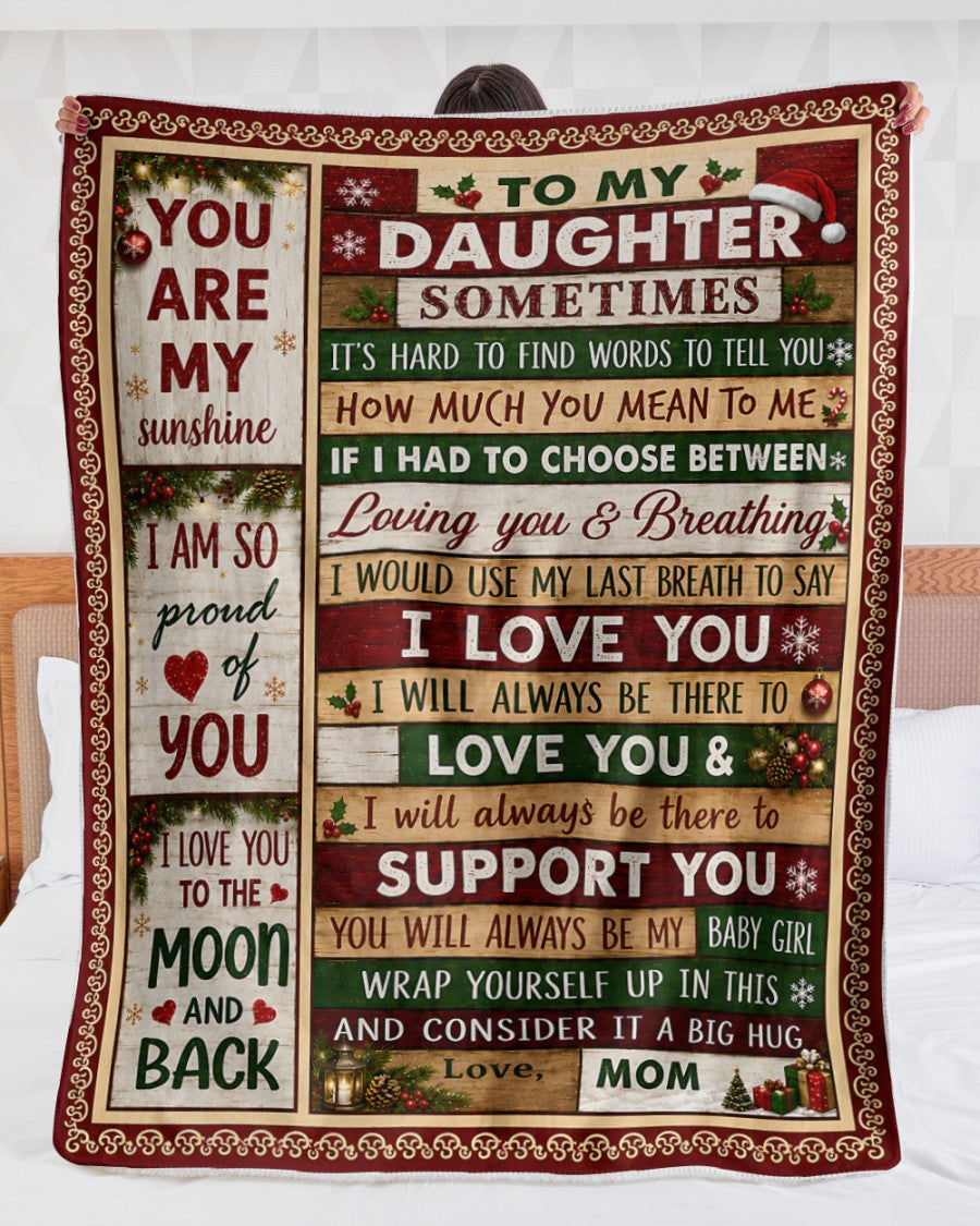 Merry Christmas Blanket Gift for Your Daughter From Mom- Noel (SKU2607-246)