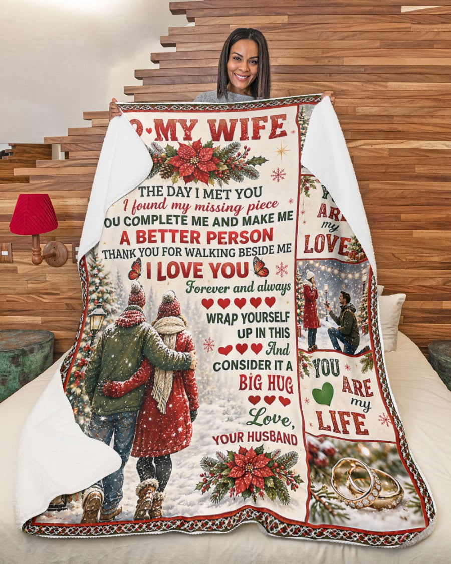 Merry Christmas Blanket Gift for Your Wife From Husband - Noel (SKU2607-245)