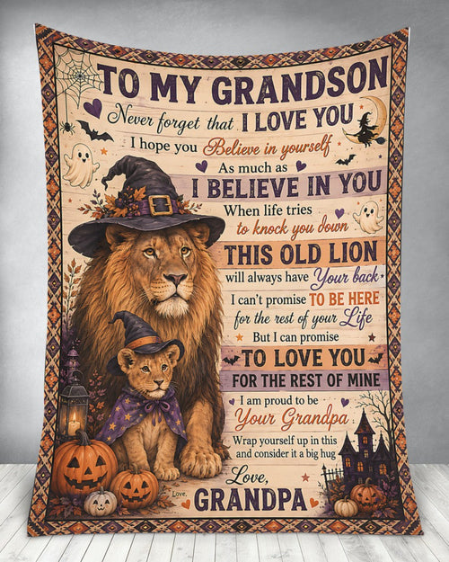 Halloween Blanket Gift for Your Grandson - From Grandpa (SKU2607-243)