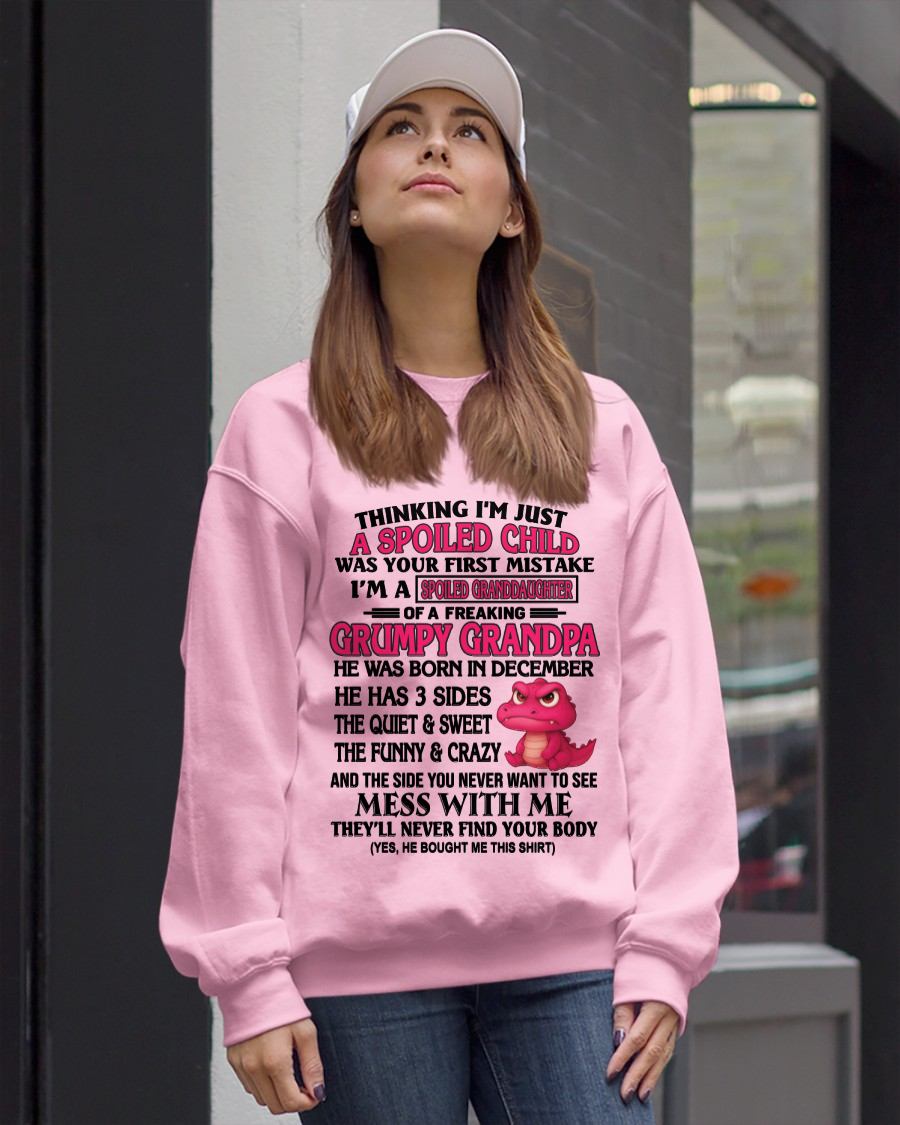 DECEMBER - SPOILED GRANDDAUGHTER OF A GRUMPY GRANDPA - GIFT FOR GRANDDAUGHTER - tw0712 (SKU09-45-12)