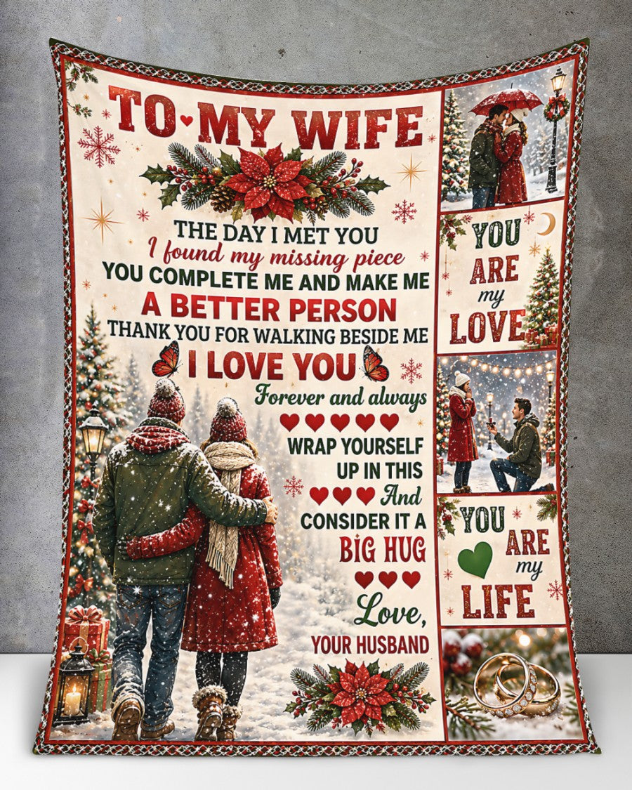 Merry Christmas Blanket Gift for Your Wife From Husband - Noel (SKU2607-245)