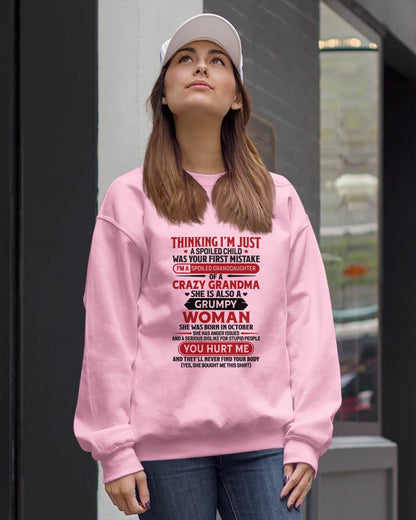 OCTOBER - TO MY GRANDDAUGHTER - SPOILED GRANDDAUGHTER - GIFT FROM GRANDMA - tw0710 (SKU10-117-10)