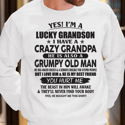 LUCKY GRANDSON OF CRAZY GRANDPA -  PERFECT GIFT FROM GRANDPA - tw00 (SKU12-145-00)
